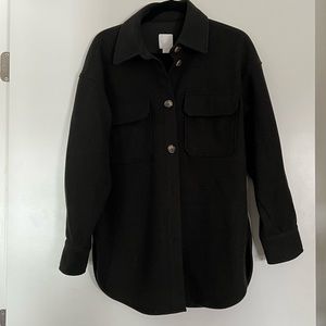 Dark green wool blend shacket from H&M